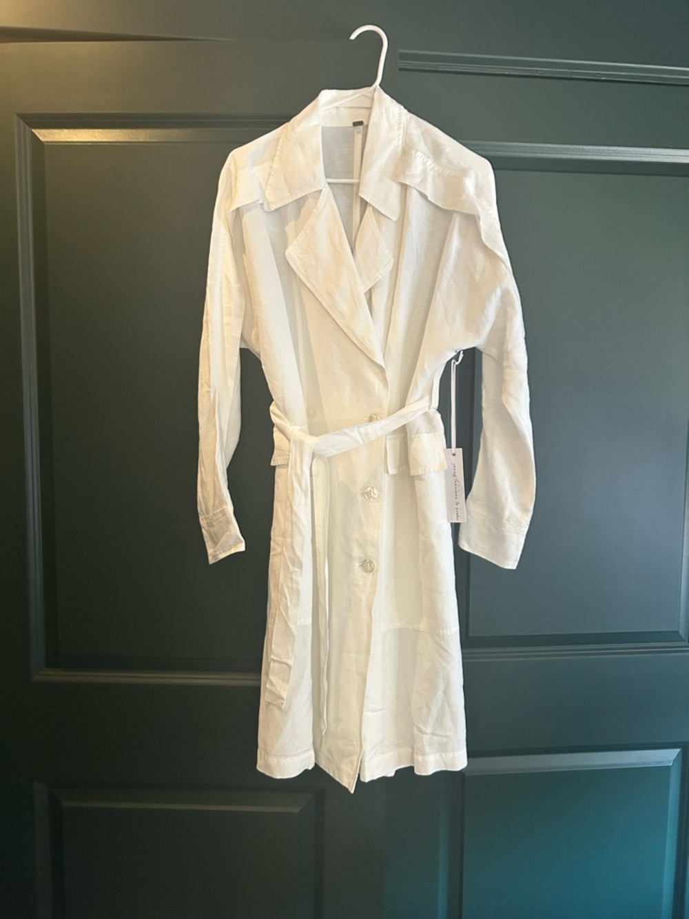 Lightweight White Trench Coat/Dress with Belt